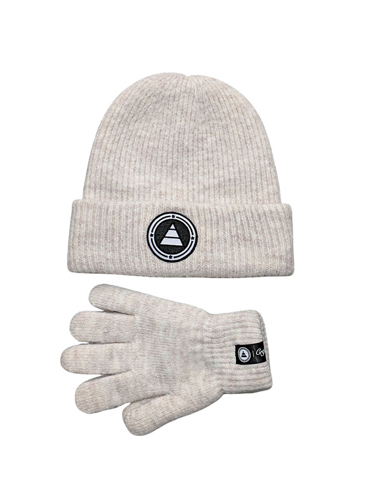 Beanie hat & gloves set (Cream)