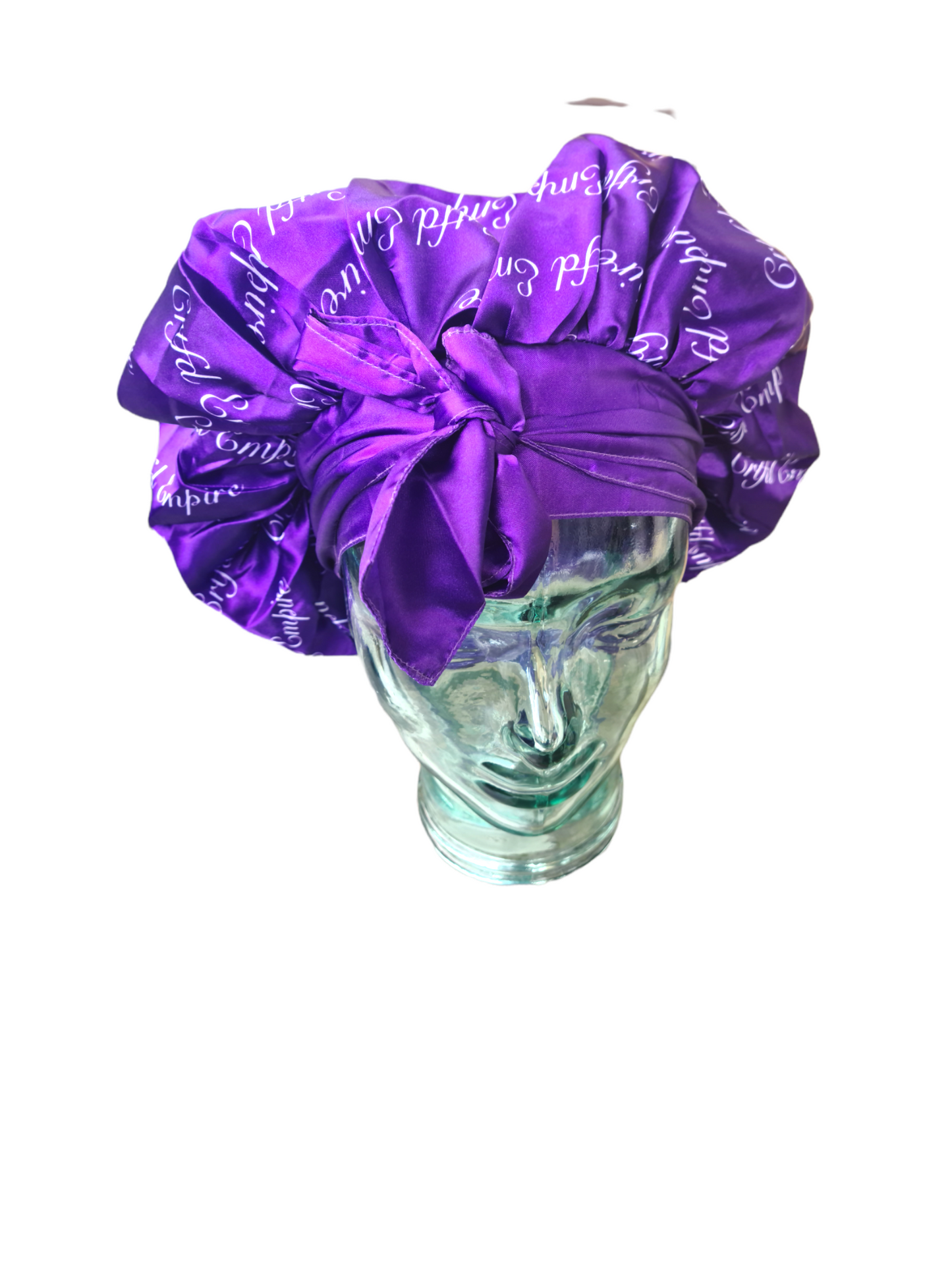 Crtfd Empire, Purple & White Satin Bonnet with tie